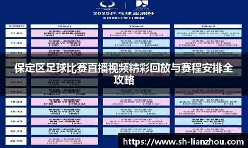 保定区足球比赛直播视频精彩回放与赛程安排全攻略